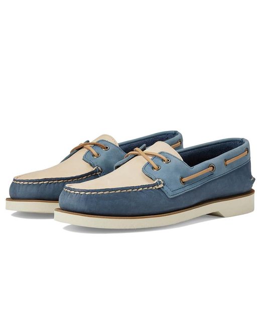 Sperry Top-Sider Blue Authentic Original 2-Eye Double Sole Lace-Up Boots 7 W (Ee) Leather for men