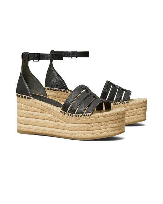 Tory Burch Black 80 Mm Ines Cage Wedge Espadrille
