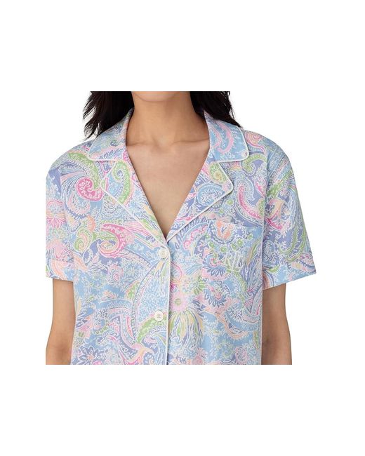 Ralph Lauren Black Short Sleeve Notch Collar Bermuda Pj Set Pajama Sets Sm (Us 4-6) Cotton