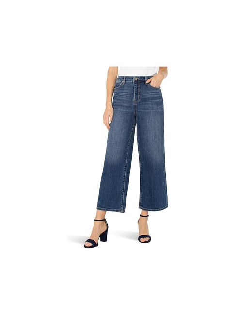 Liverpool Los Angeles Blue Petite Stride High-Rise Crop Wide Jean Jeans, Cotton/Denim/Elastane