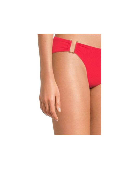 Becca Black Modern Edge Rib Gracie U Buckles Side Hipster Swimwear, Nylon/Spandex