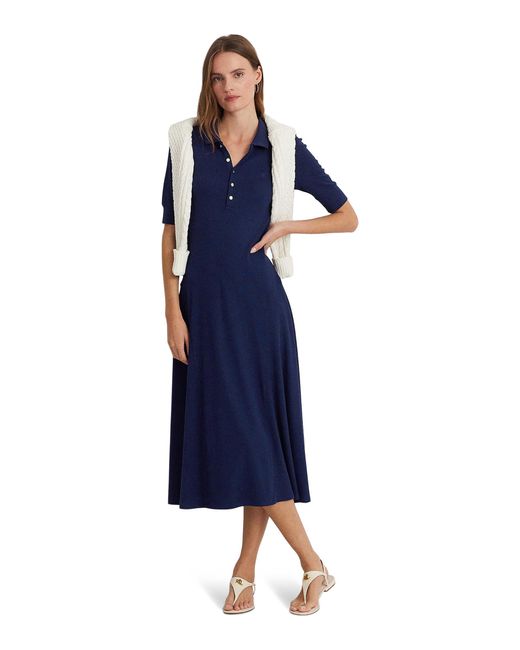 Lauren by Ralph Lauren Blue Cotton-blend Polo Dress