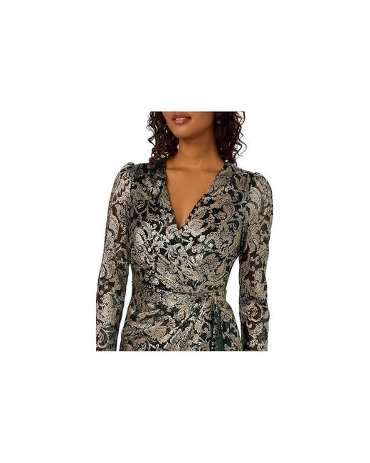 Adrianna Papell Black Short Wrap Dress Dress/ Polyester