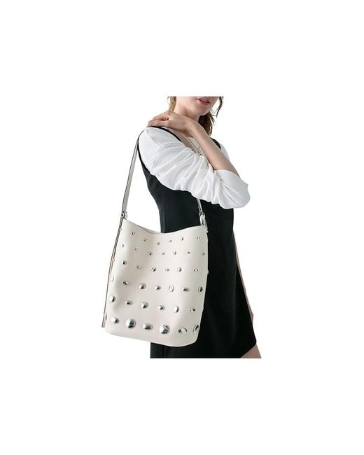 Kate Spade Black Halo Studded Fine Grain Leather Bucket Handbags