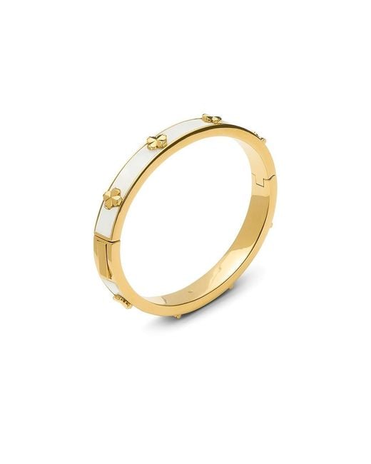 Kate Spade Black Spade Flower Hinge Bangle Bracelet, Brass