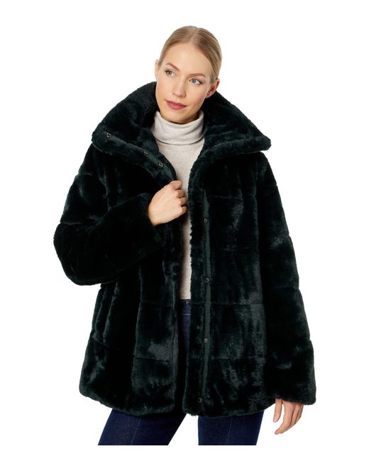 NVLT Ladies Bunny Faux Fur Coat in Black | Lyst