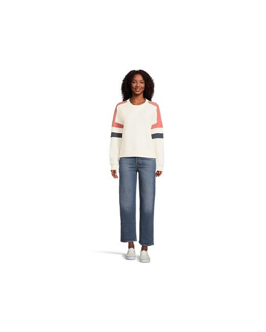 Faherty Brand Black High Standard Fleece Varsity Crew Sweatshirt, Cotton