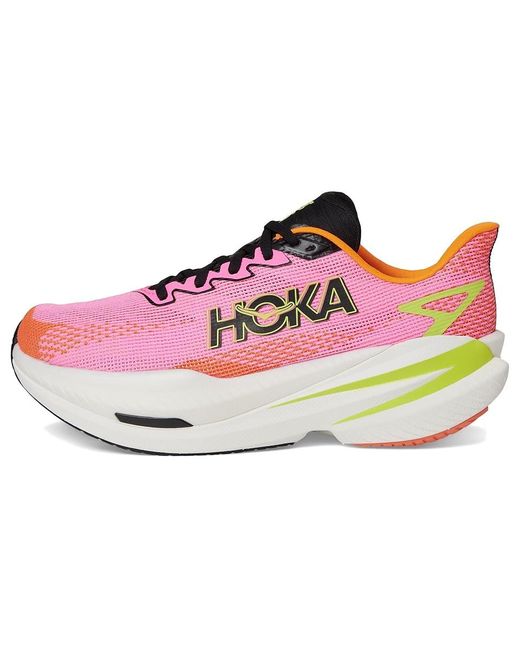 Hoka One One Green Mach X 3 Running Shoes Neon Rose/Neon Tangerine 6.5 B