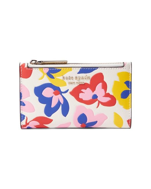 Kate Spade Spencer Summer Flower Embossed Saffiano Leather Small Slim