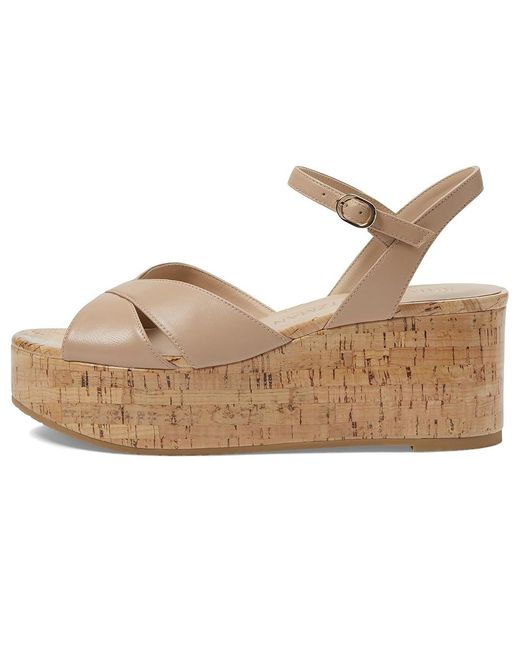 Stuart Weitzman Metallic Carmen Midi Wedge (Adobe) Sandals