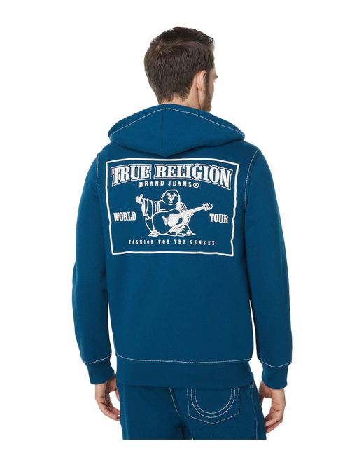 True Religion Big T Zip-up Logo Hoodie in Black for Men | Lyst