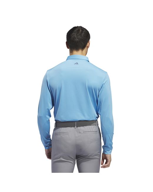 Adidas Blue Core Long Sleeve Polo for men