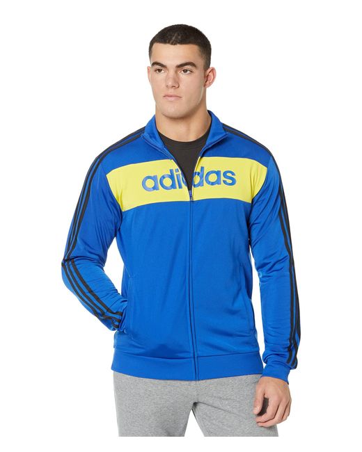 adidas Synthetic Essentials Tricot 3stripes Linear Track Jacket in Blue for Men Lyst