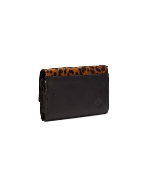 Patricia Nash Black Marsiliana Mirror Wristlet (Leopard Haircalf/Chocolate Distressed Trim) Handbags