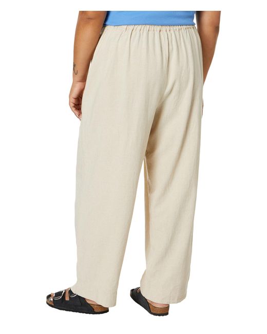 Madewell Black Plus Pull-on Straight Crop Pants In 100% Linen