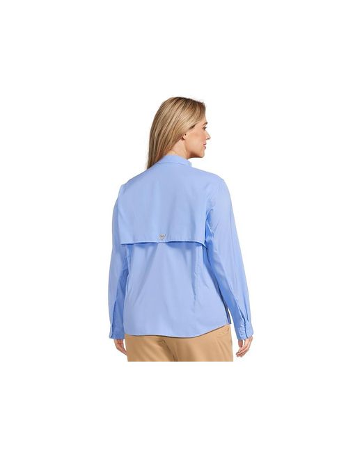 Columbia Blue Plus Size Tamiamitm Ii Long Sleeves Shirt Long Sleeve Button Up, Mesh/Polyester