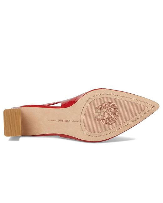 Vince Camuto Red Hamden Buckle Slingback Pumps High Heels, Leather/Rubber