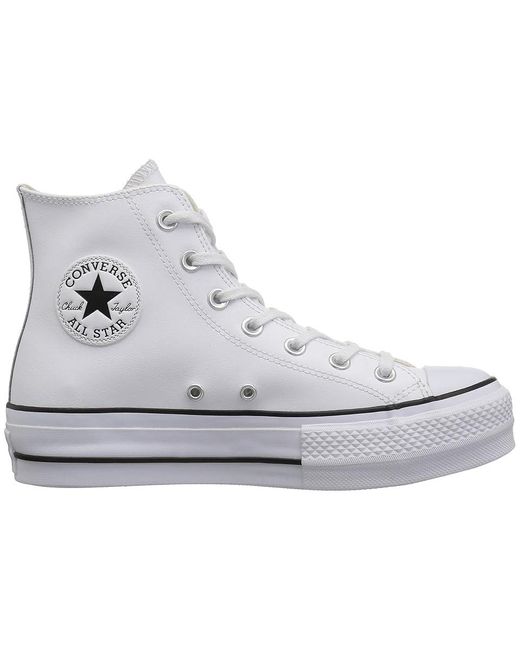 Converse White Chuck Taylor All Star High Top Platform Leather Sneaker Lace Up Casual Shoes/ 10 B