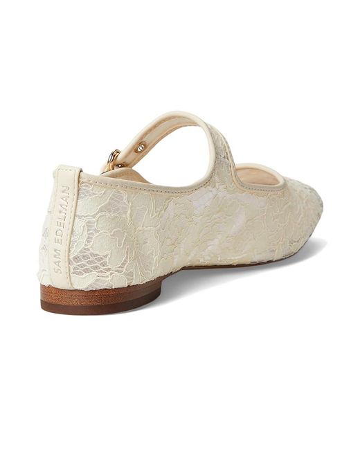 Sam Edelman White Michaela Mesh Flat Shoes, Leather/Mesh/Rubber