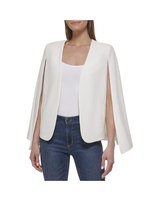 DKNY Open Cape Jacket in White Lyst