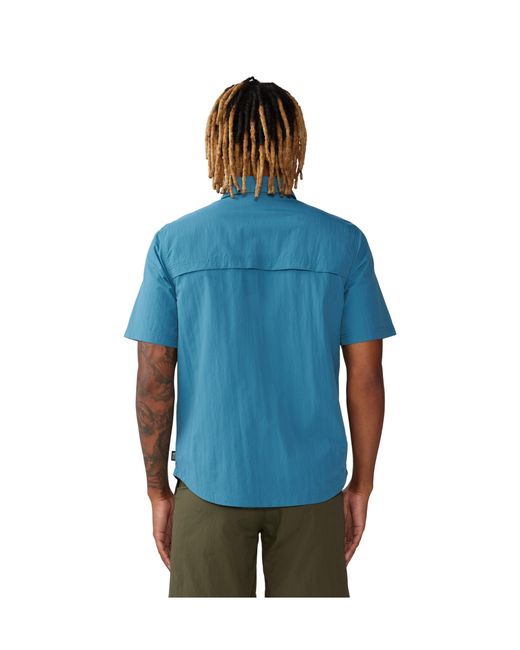 Mountain Hardwear Blue Stryder Short Sleeve Shirt for men