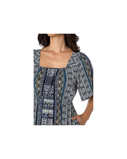 Liverpool Los Angeles Black Elbow Sleeve Square Neck Woven Maxi Dress With Pockets Dress, Rayon