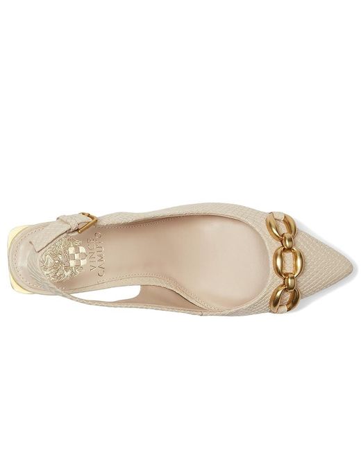 Vince Camuto Natural Hamden Chain Link Slingback Pumps Shoes, Leather