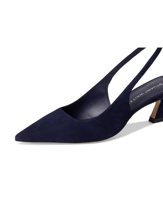 Stuart Weitzman Blue Vinnie 50 Strap Pump Shoes, Leather