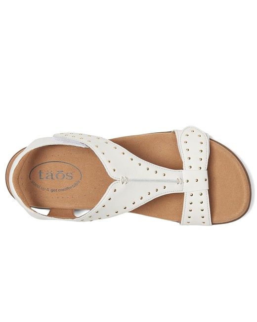 Taos Footwear White Show Stopper Sandals, Full Grain Leather