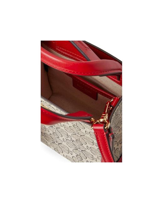 Kate Spade Red Spade Flower Coated Canvas Vday Spade Flower Coated Canvas Manhattan Mini Tote Cross Body Handbags Cherry Rouge/Multi