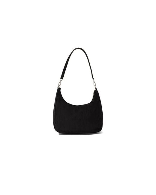 Baggallini Black Coastal Flip Lock Half Moon Bag Cross Body Handbags, Nylon