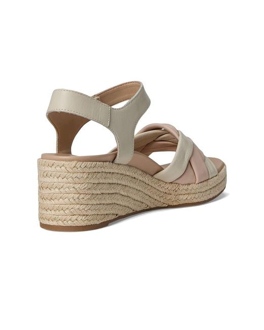 Vionic Metallic Saratoga Espadrille Sandals Wedge Shoes Cream/Cameo Rose, Leather
