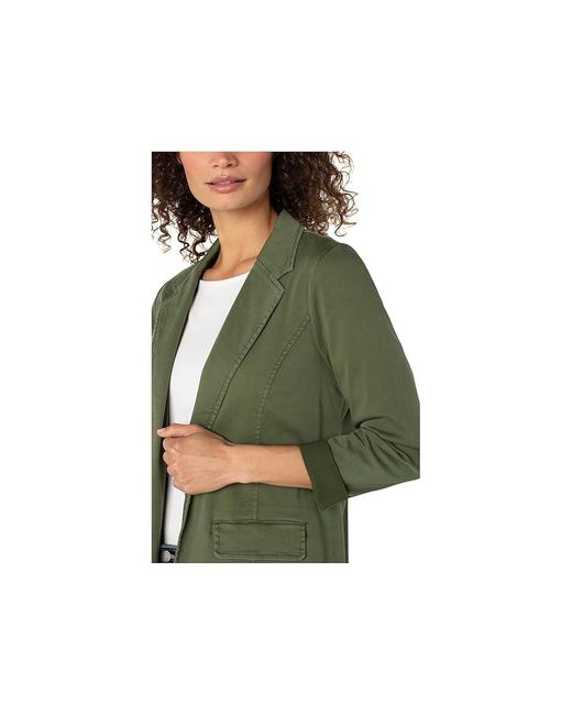 Liverpool Los Angeles Green Soft Touch Twill Fitted Blazer Jacket, Cotton/Rayon/Spandex