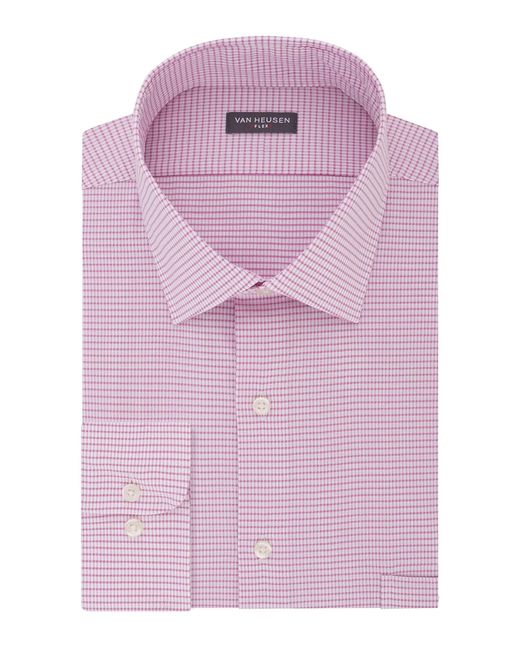 Van Heusen Cotton Big Dress Shirts Tall Fit Flex Check in Pink for Men ...