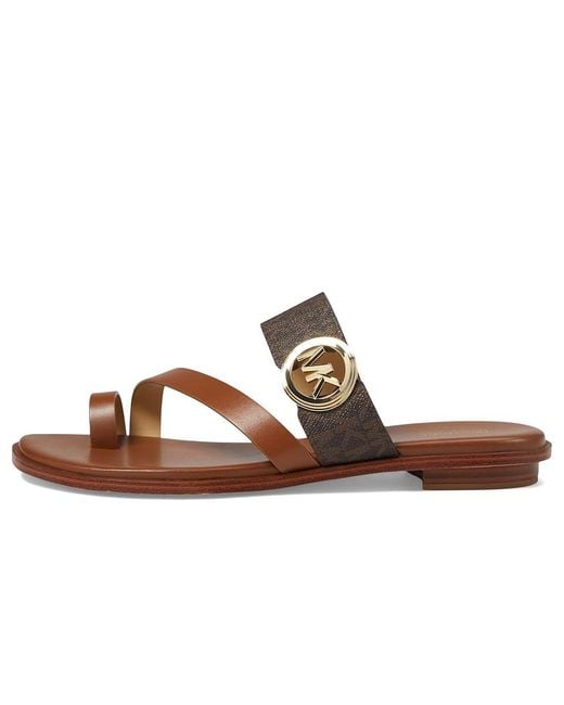 MICHAEL Michael Kors Brown Vera Flat Thong Sandals, Leather/Rubber