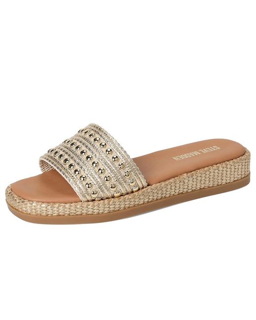 Steve Madden Natural Boardwalk Flat Shoes, Textile