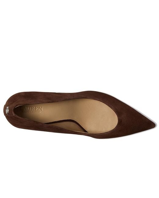 Ralph Lauren Brown Lanette Suede Block-Heel Pumps High Heels 5 B