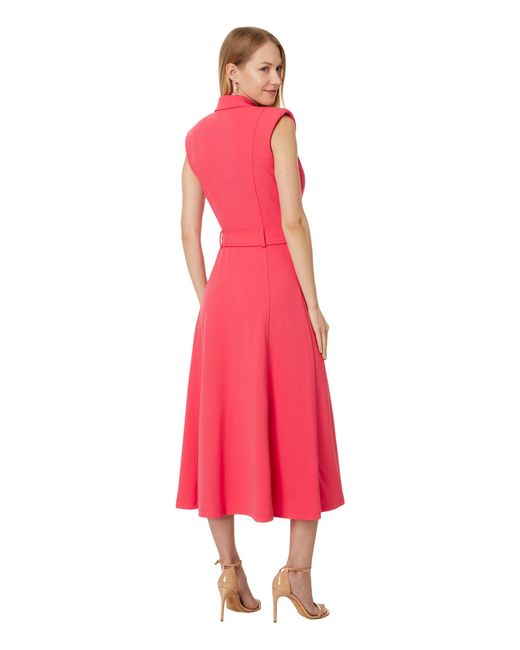 Calvin Klein Red Double Breasted A-line Midi Dress
