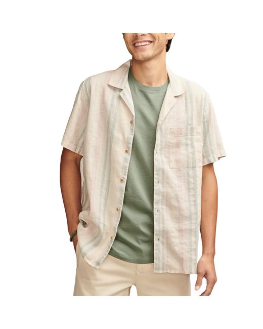 Lucky Brand Natural Striped Linen Camp Shirt for men