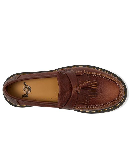 Dr. Martens Brown Adrian Stitch Leather Loafers Lace-Up Boots for men