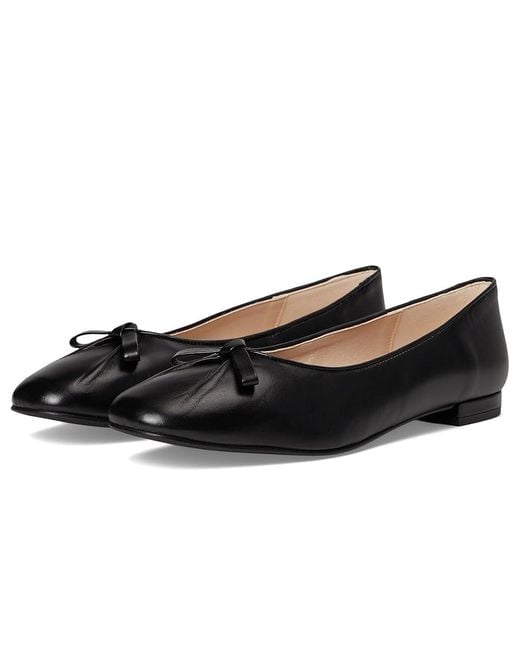 French Sole Black Poppie Flat Shoes, Leather