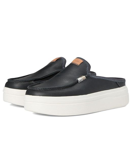 HeyDude Black Austin Lift Leather Shoes