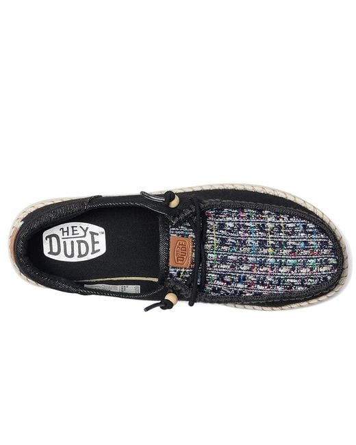 HeyDude Black Wendy Funk Crafted Tweed Shoes, Textile