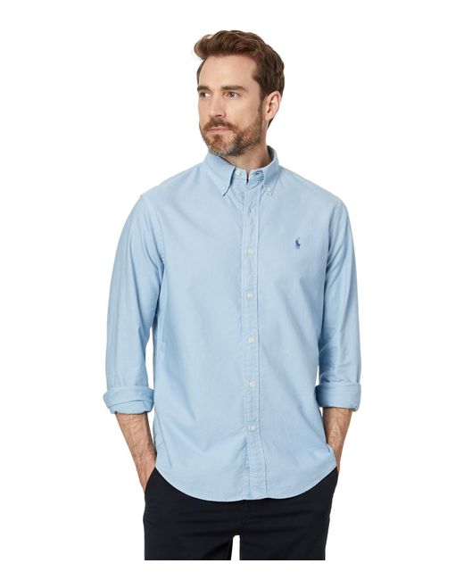 Polo Ralph Lauren Blue Classic Fit Garment-dyed Oxford Shirt for men