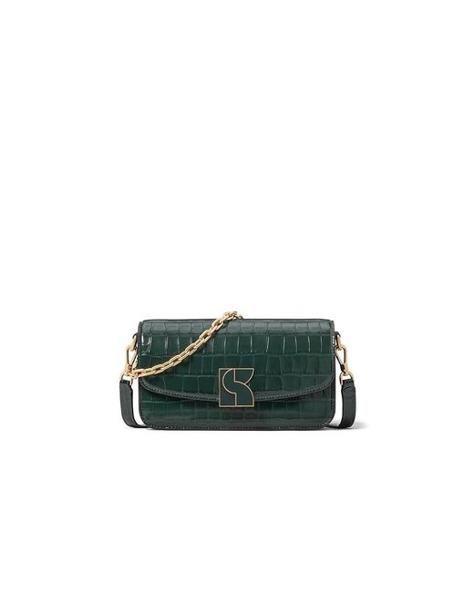 Kate Spade Green Dakota Croc-embossed Small Crossbody