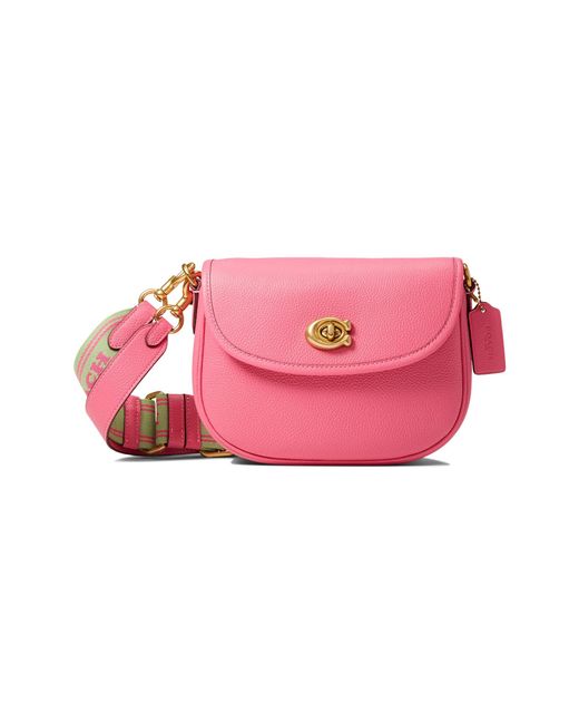 COACH Polished Pebble Leather Willow Saddle Bag in Pink Lyst