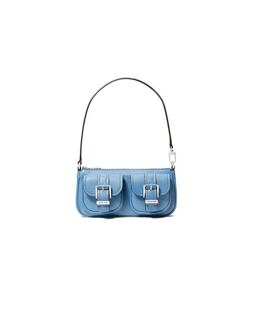 MICHAEL Michael Kors Blue Zoe Small Convertible Pouchette Handbags, Leather/Polyester