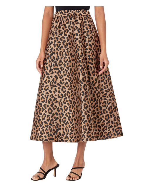 Kate Spade Brown Leopard Jacquard Midi Skirt