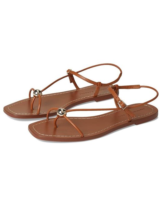 Loeffler Randall Brown Lara Strappy Flat Sandals With Ball Wedge Shoes 5 B