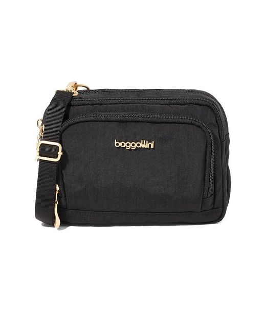 Baggallini Black Trifecta Rfid Wallet Crossbody Cross Body Handbags, Nylon
